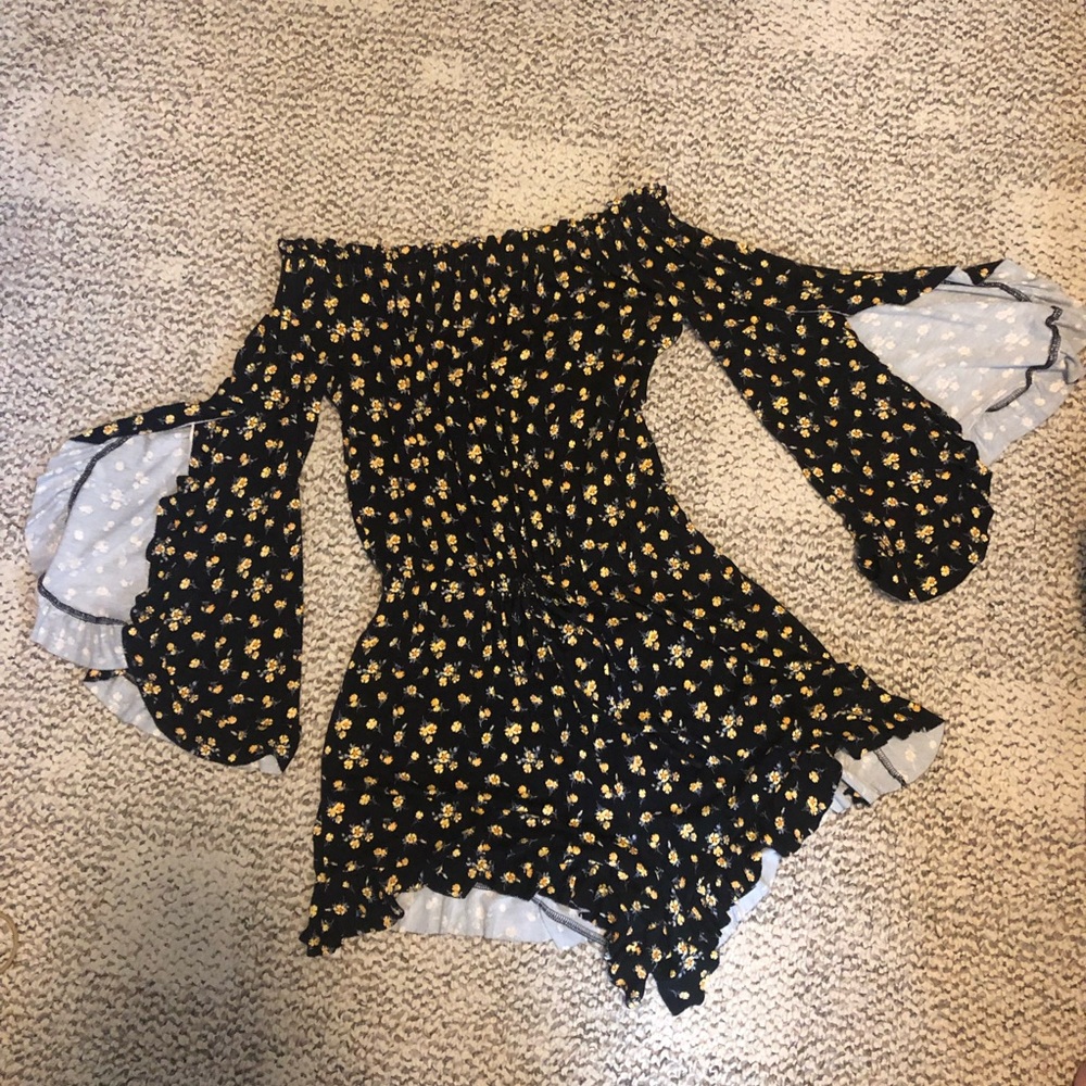 AE floral off the shoulder romper- worn once
